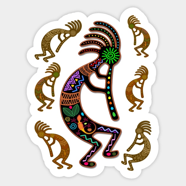 Kokopelli Rainbow Colors Sticker by BluedarkArt